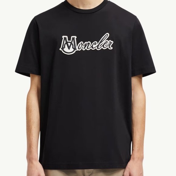 Moncler Black Embroidery Logo T-Shirt NWT - Picture 1 of 7
